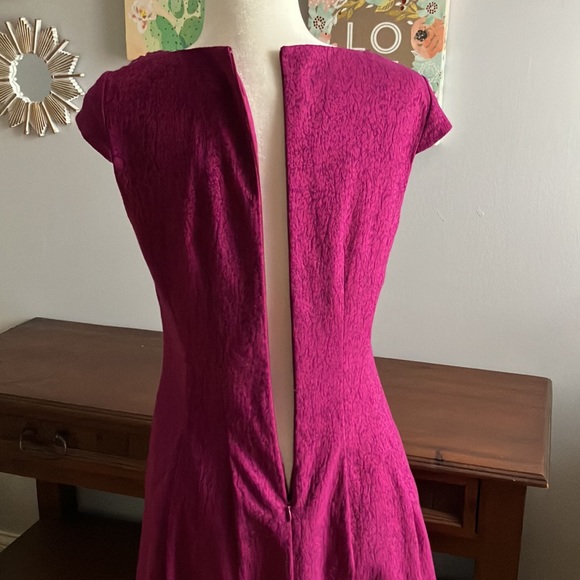 Beautiful fuschia beaded neckline Adrianna Papell dress 6 - Picture 6 of 13